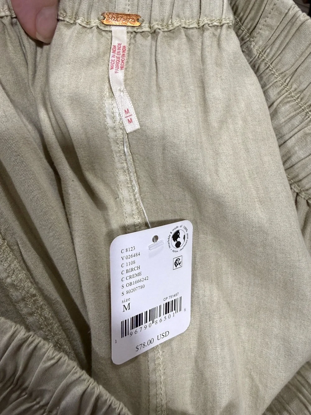 NWT Free People Preppy Poplin Pants In Birch